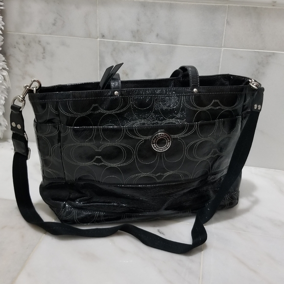 Coach Diaper Bag Black Signature Logo - Picture 2 of 14